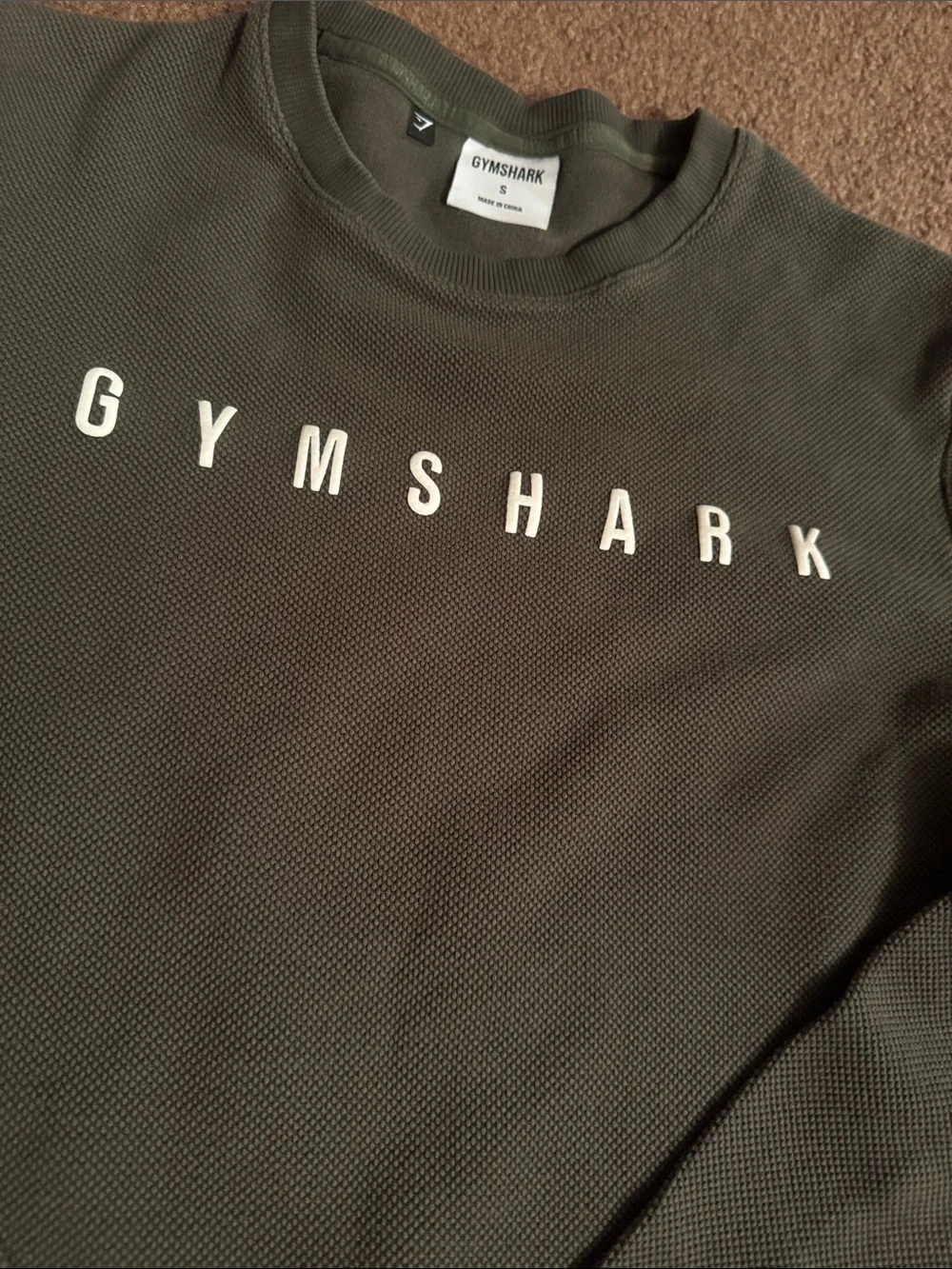 Gymshark men Olive Crewneck Sweatshirt with White Logo